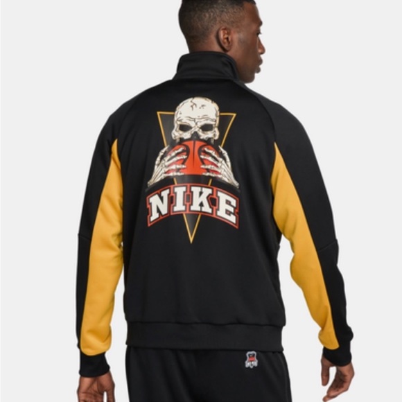 NIKE Mens Basketball Frenzy Skull Full Zip Track Jacket Black Orange Yellow XL - Picture 7 of 8